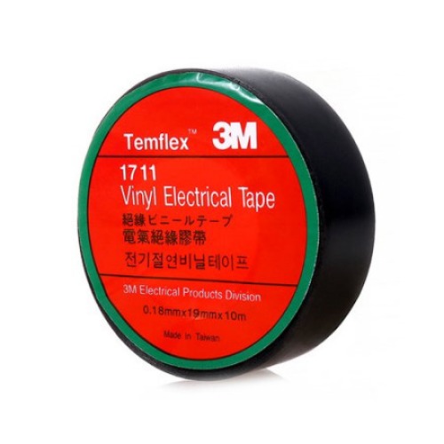 3M Temflex® 1711 전기 절연 비닐테이프 검정 PVC 0.18mmx19mmx10m